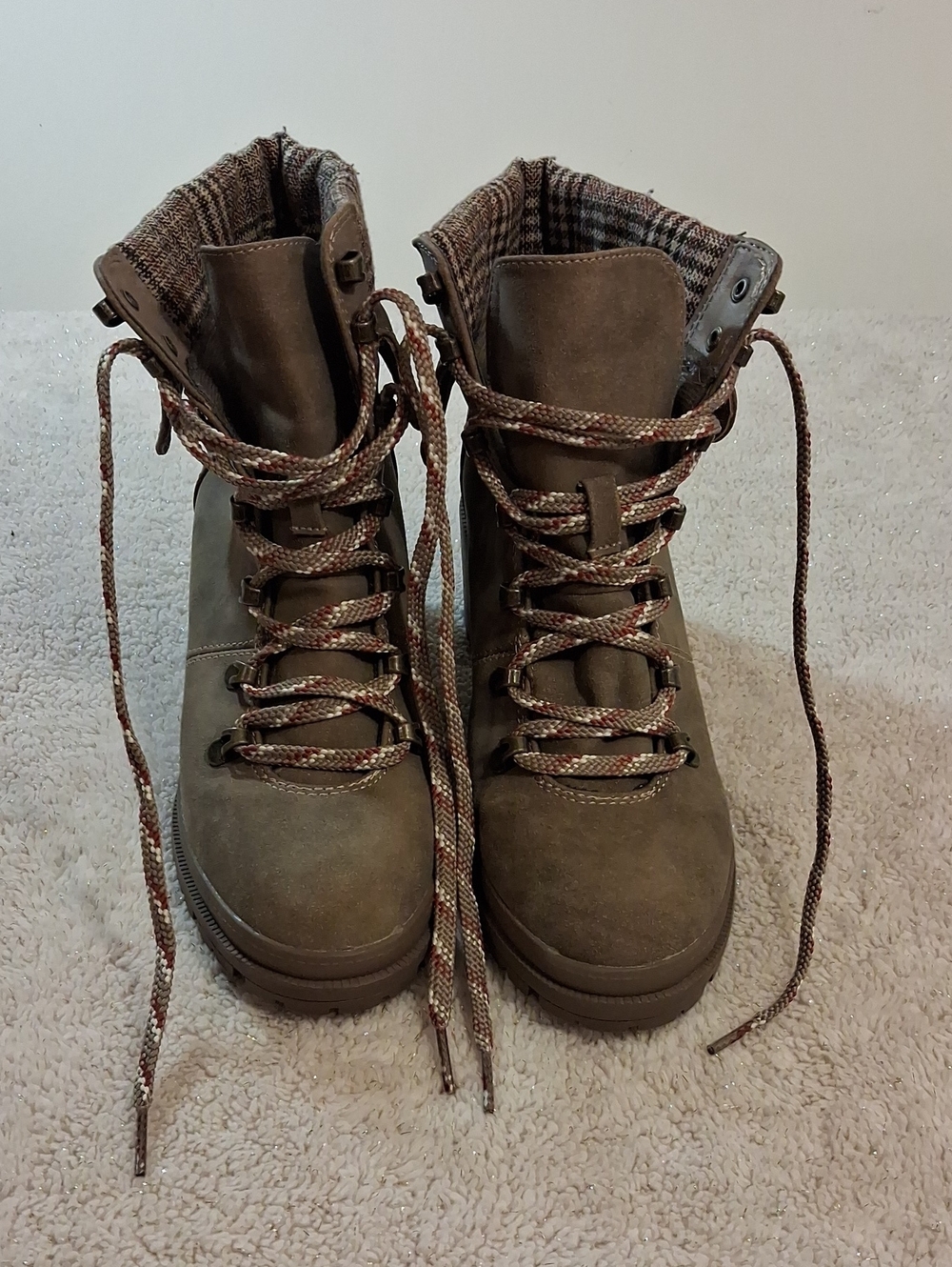 Jellypop Taupe Green Lace-Up Ankle Booties
